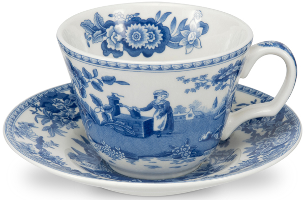 Cup and Saucer Girl at Well